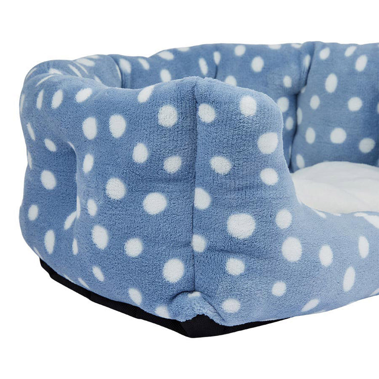 Blue Spotty Clamshell Cat Bed – Cozy Hideaway for Cats
