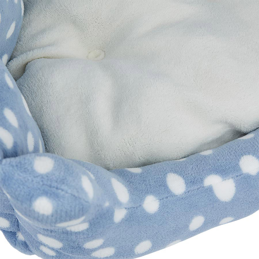 Blue Spotty Clamshell Cat Bed – Cozy Hideaway for Cats