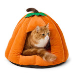 Halloween Jack O’ Lantern Igloo Bed – Orange Hideaway for Cats & Small Dogs